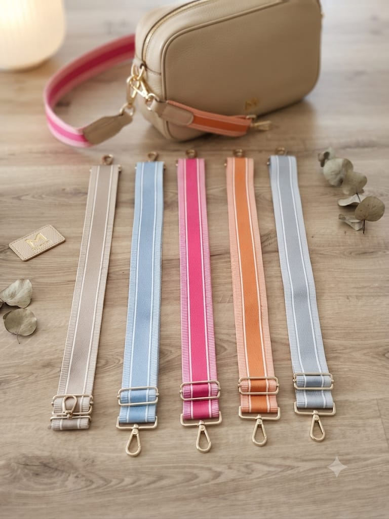Correas intercambiables para bolso en varios colores con herrajes dorados