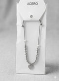 Pulsera de Bolas con Corazón de Circonitas - Acero Inoxidable