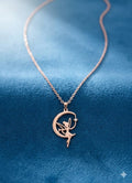Collar Hada en la Luna - Acero Inoxidable Rosado con Circonita