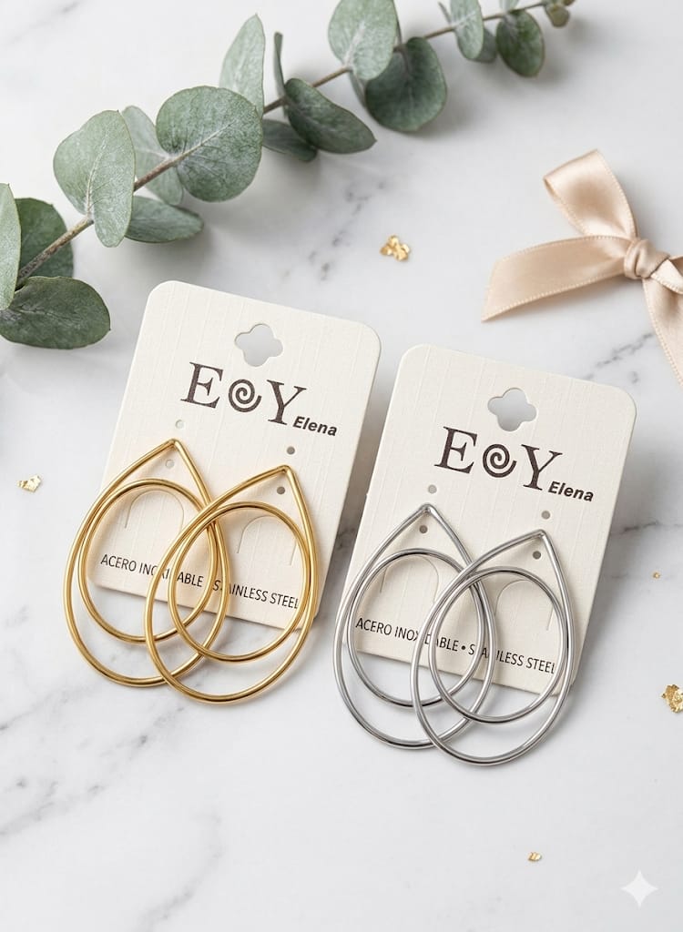 Pendientes Gota Doble - Acero Inoxidable | EOY Elena