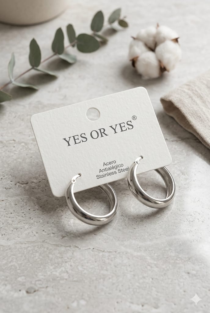 Pendientes Aro Chunky Plateado - Acero Antialérgico | Yes or Yes
