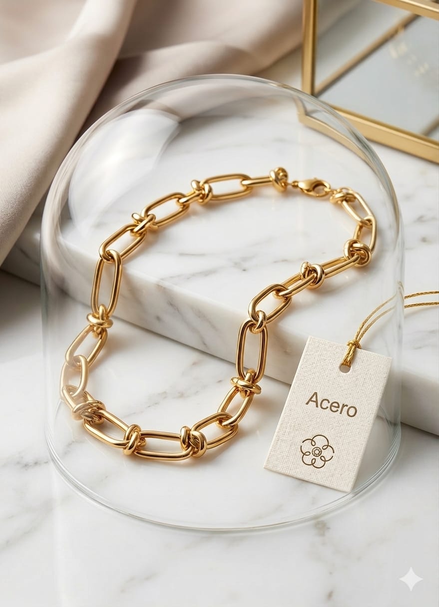 Pulsera Cadena Eslabones con Nudos - Acero Inoxidable Dorado