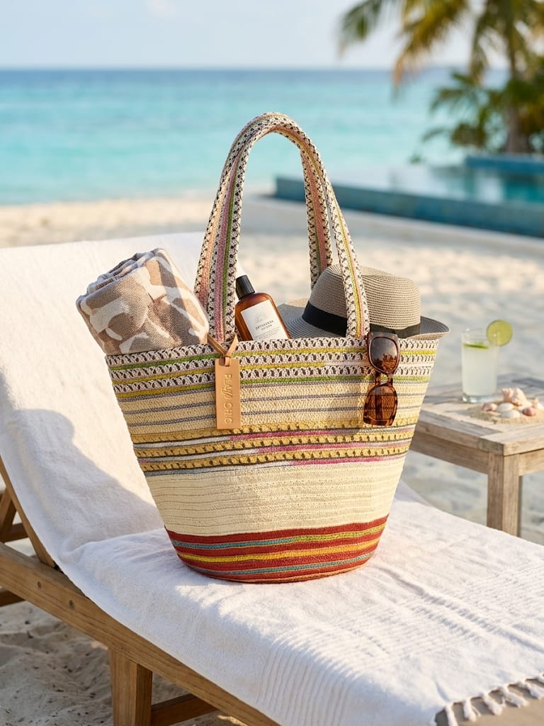 Bolsa de Playa Rafia Multicolor — Colección Verano