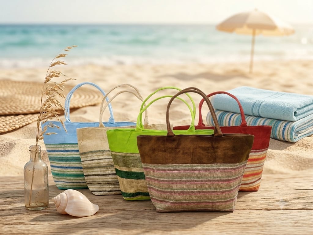 Bolsa de Playa Rayas Multicolor — Tote Verano con Asas de Color