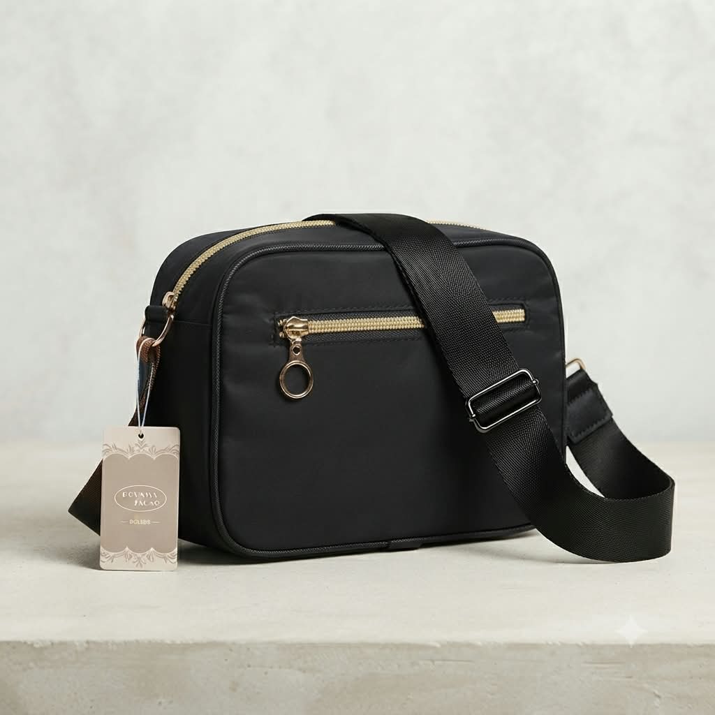 Bolso Camera Bag Negro con bolsillo frontal y bandolera