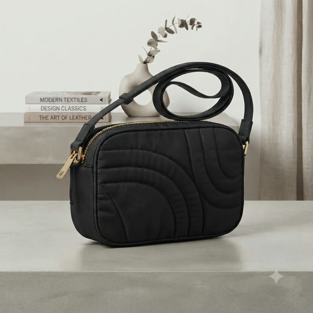 Bolso Camera Bag Negro Acolchado vista frontal