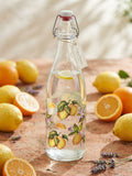 Botella de cristal Lemon Grove con estampado de limones y cierre hermético