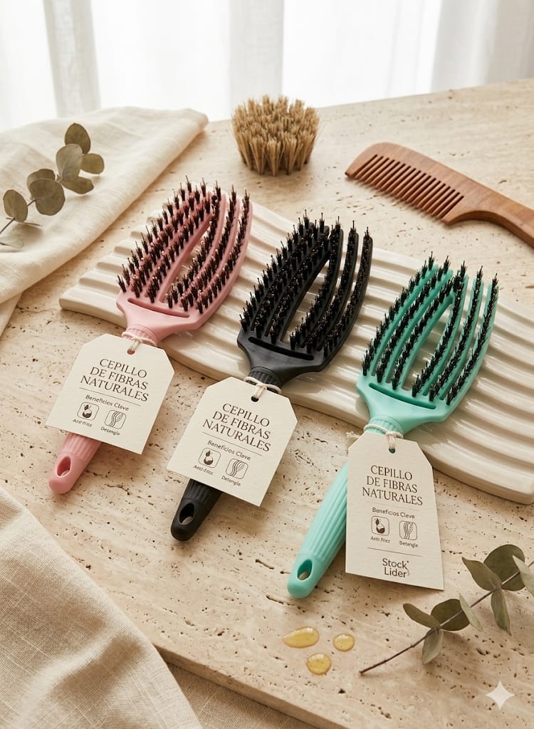 Cepillo de Fibras Naturales Anti-Frizz Desenredante - Stock Lider