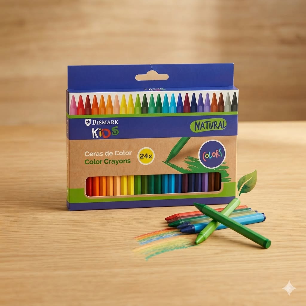 Ceras de Color Natural Bismark Kids - Set 24 colores