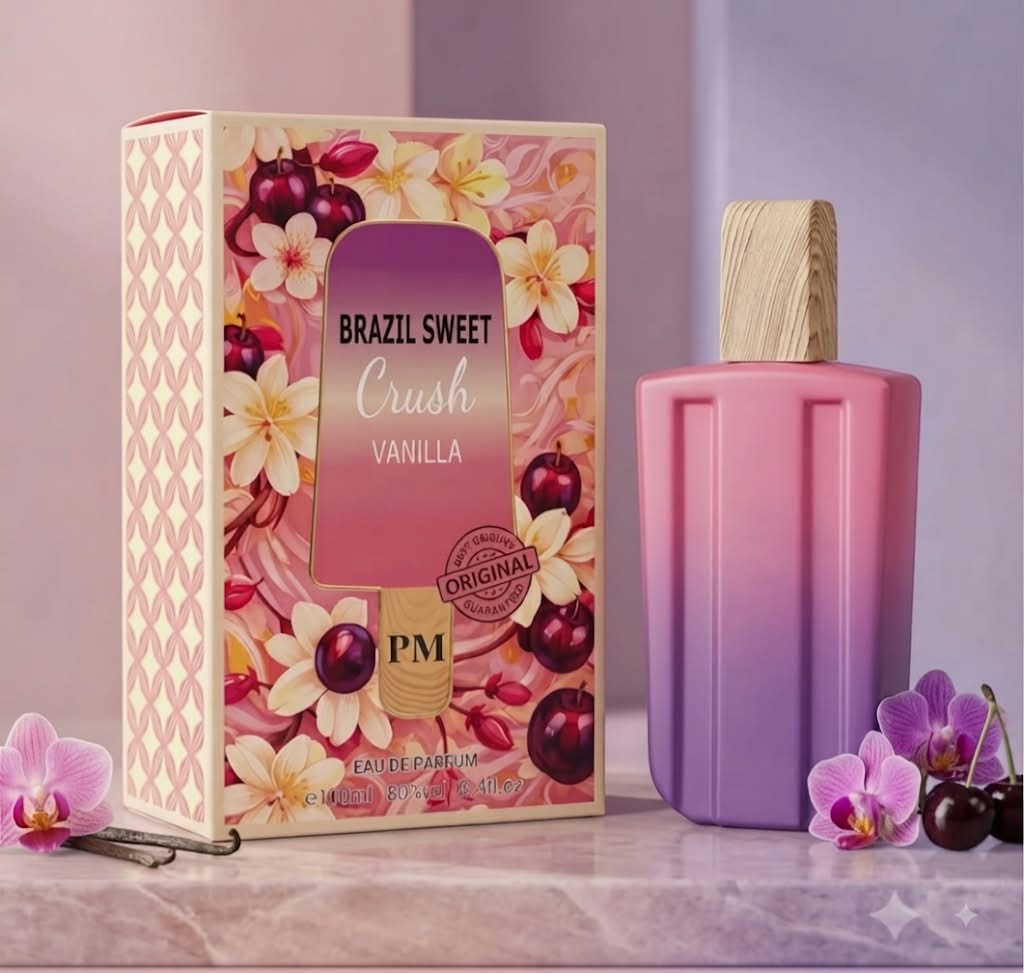 Brazil Sweet Crush Vanilla - Frasco rosa lila con caja floral