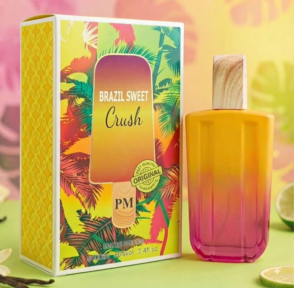 Brazil Sweet Crush Tropical Sunset - Frasco amarillo rosa con caja tropical