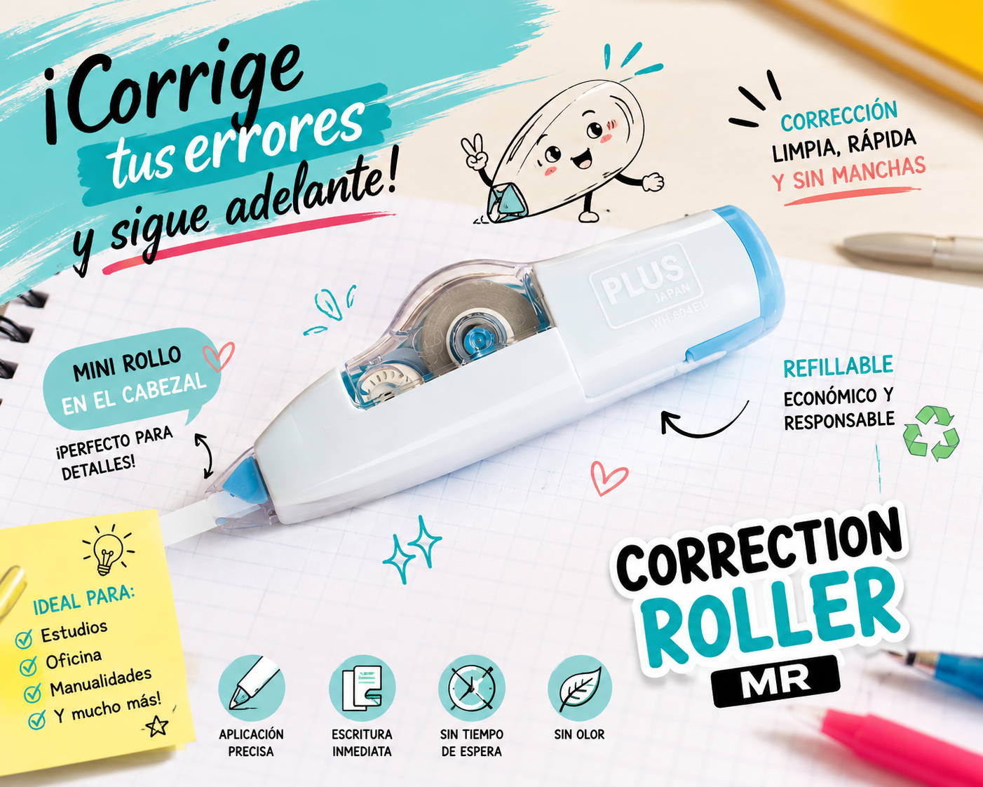 Correction Roller MR Plus — Corrector en Cinta Refillable
