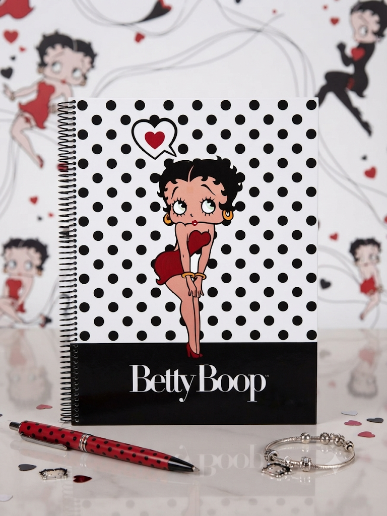 Cuaderno A4 Betty Boop lunares blanco negro espiral