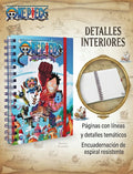 Cuaderno A5 One Piece tapa dura espiral páginas con líneas Luffy