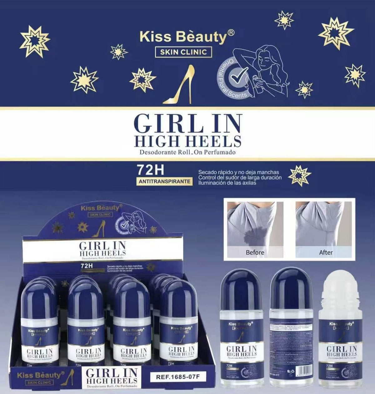 Desodorante Roll-On Perfumado Kiss Beauty 72H