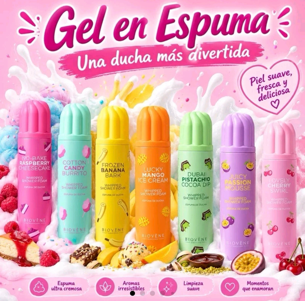 Espuma de Ducha BIOVÈNE Whipped Shower Foam - colección completa 6 aromas