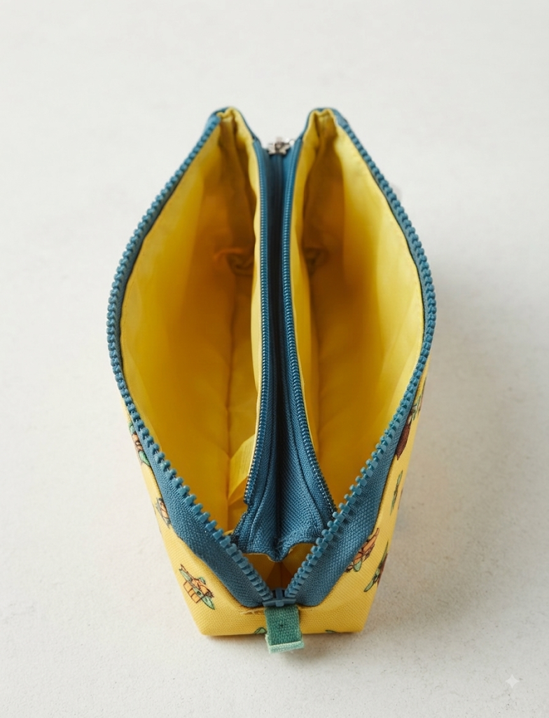 Estuche Star Wars Grogu amarillo - Vista frontal con estampado all-over
