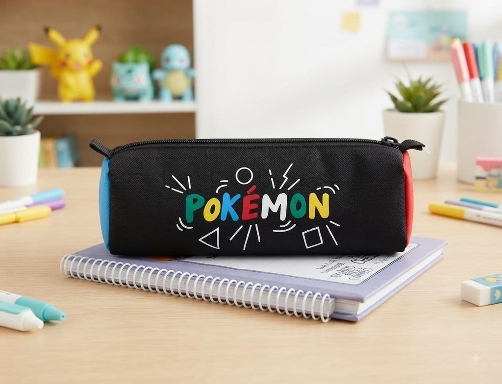 Estuche Pokémon Pikachu Negro con Llavero Pokéball