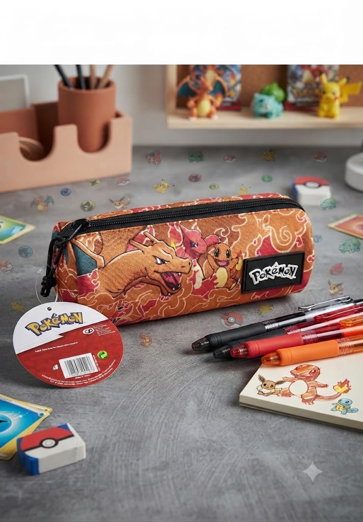 Estuche Pokémon Charizard Oficial con Charmeleon y Charmander