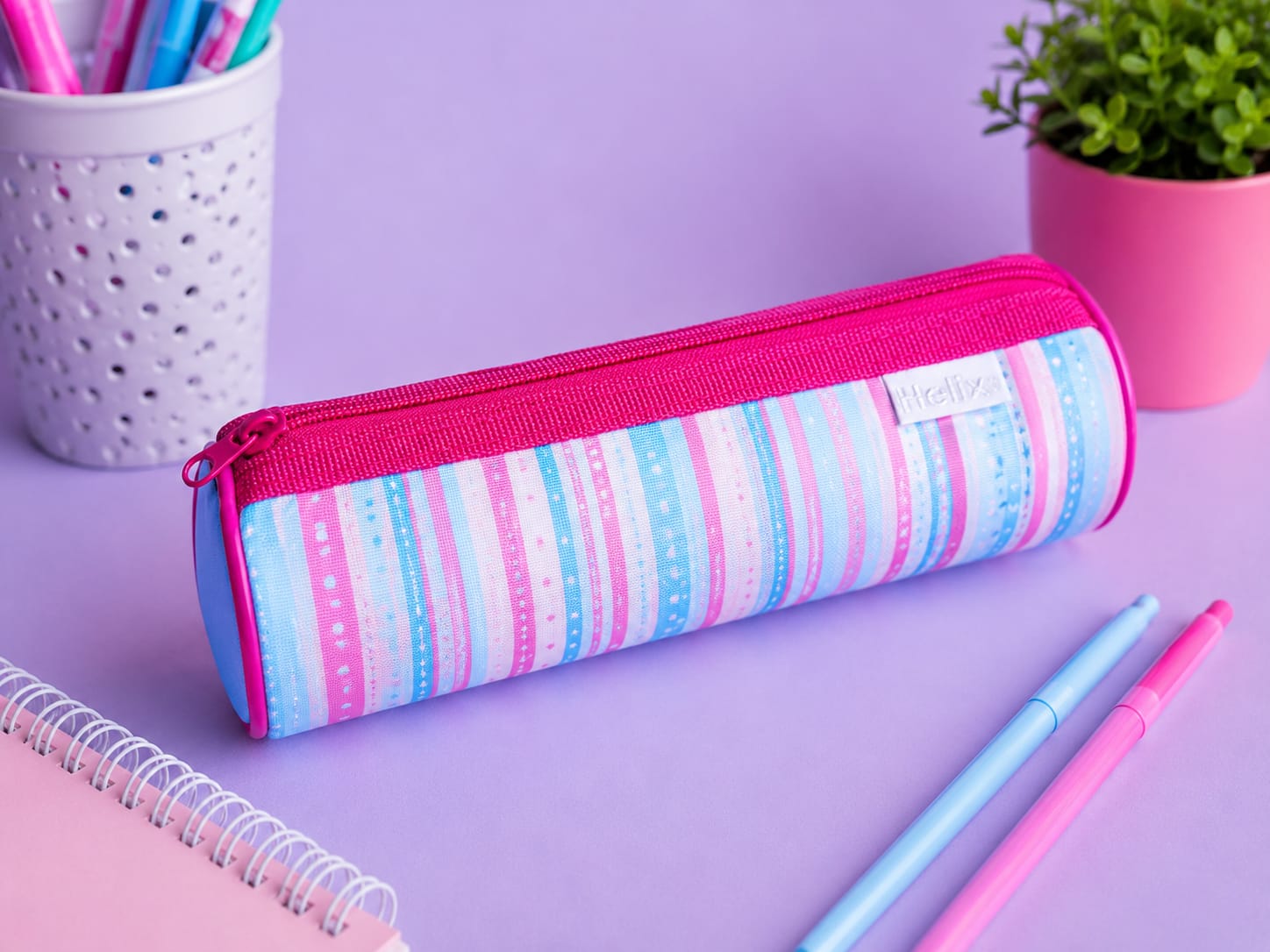Estuche Tubo Helix Rayas Pastel