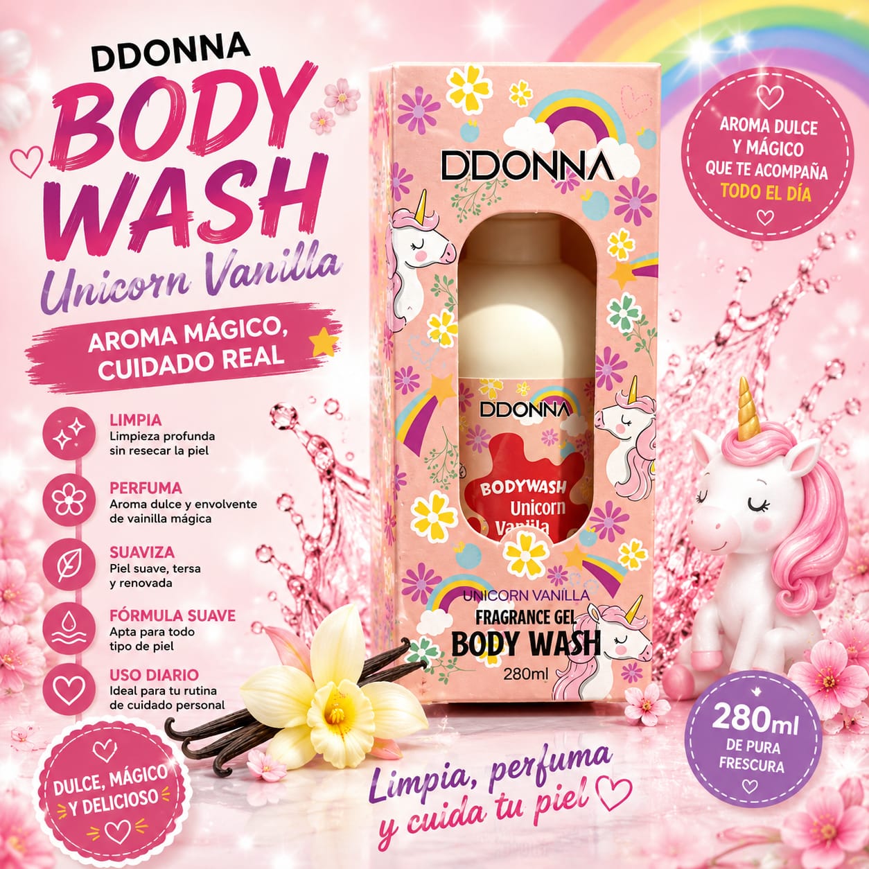 DDonna Body Wash — Unicorn Vanilla 280ml