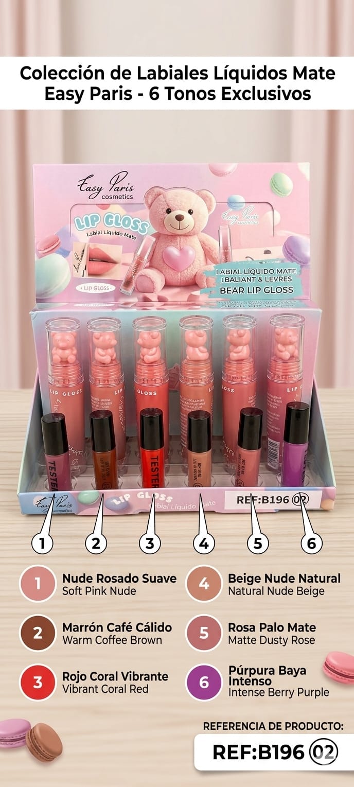 Bear Lip Gloss Labial Líquido Mate Easy Paris