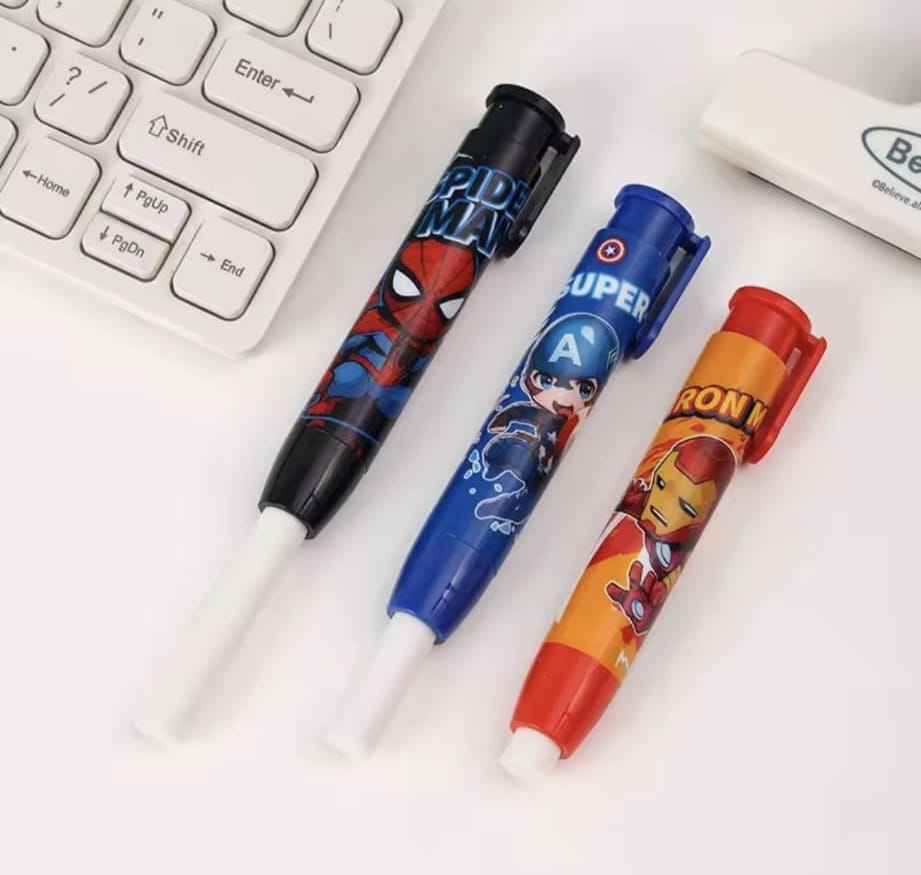Goma de Borrar Press Eraser Super Heroes - Spider-Man, Iron Man, Capitán América
