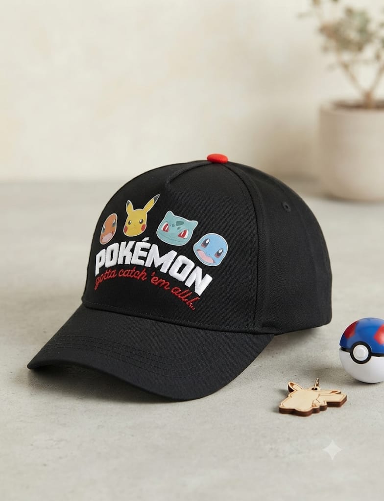 Gorra Pokémon Gotta Catch Em All oficial negra bordada
