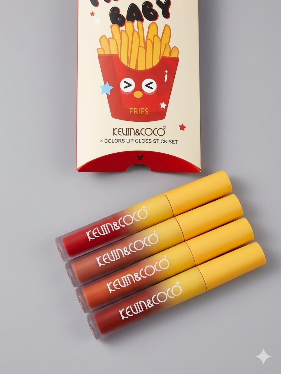 Set 4 Labiales Kevin&Coco Fries Baby - 4 Colors Lip Gloss