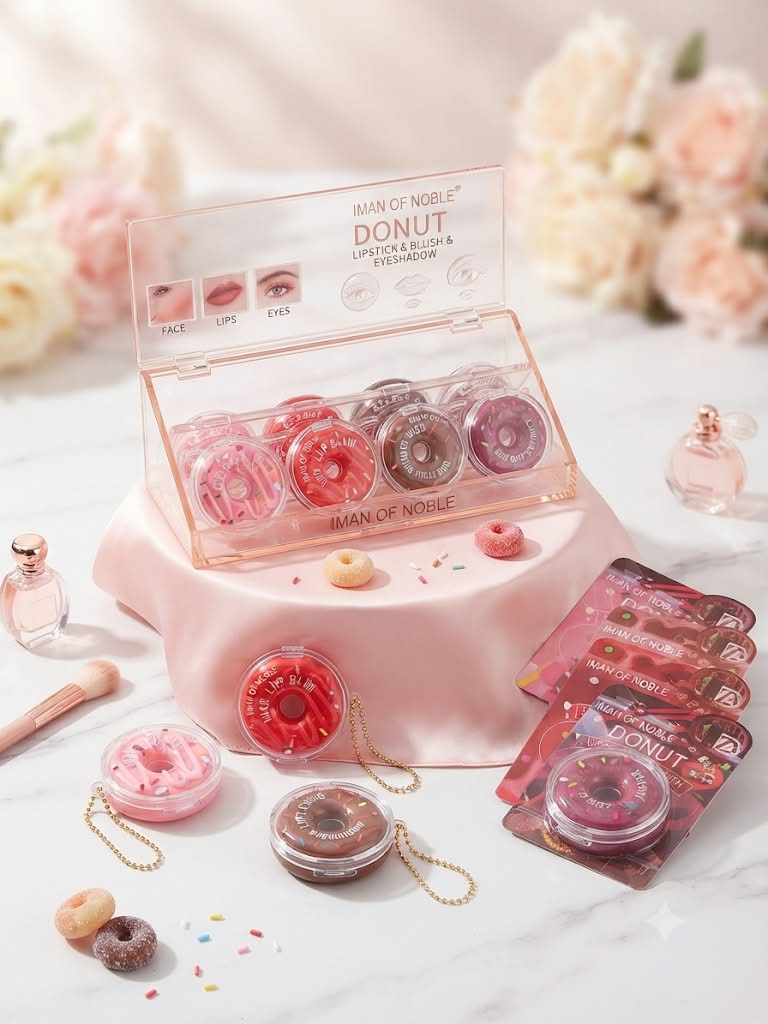 Set Maquillaje Donut 3 en 1 Iman of Noble - Lipstick Blush Eyeshadow