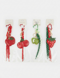 Llaveros kawaii de frutas con cordón trenzado - 4 diseños: manzana, cerezas, manzana verde y fresa