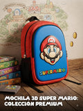 Mochila 3D Super Mario Premium Nintendo - Frontal en relieve rojo y azul