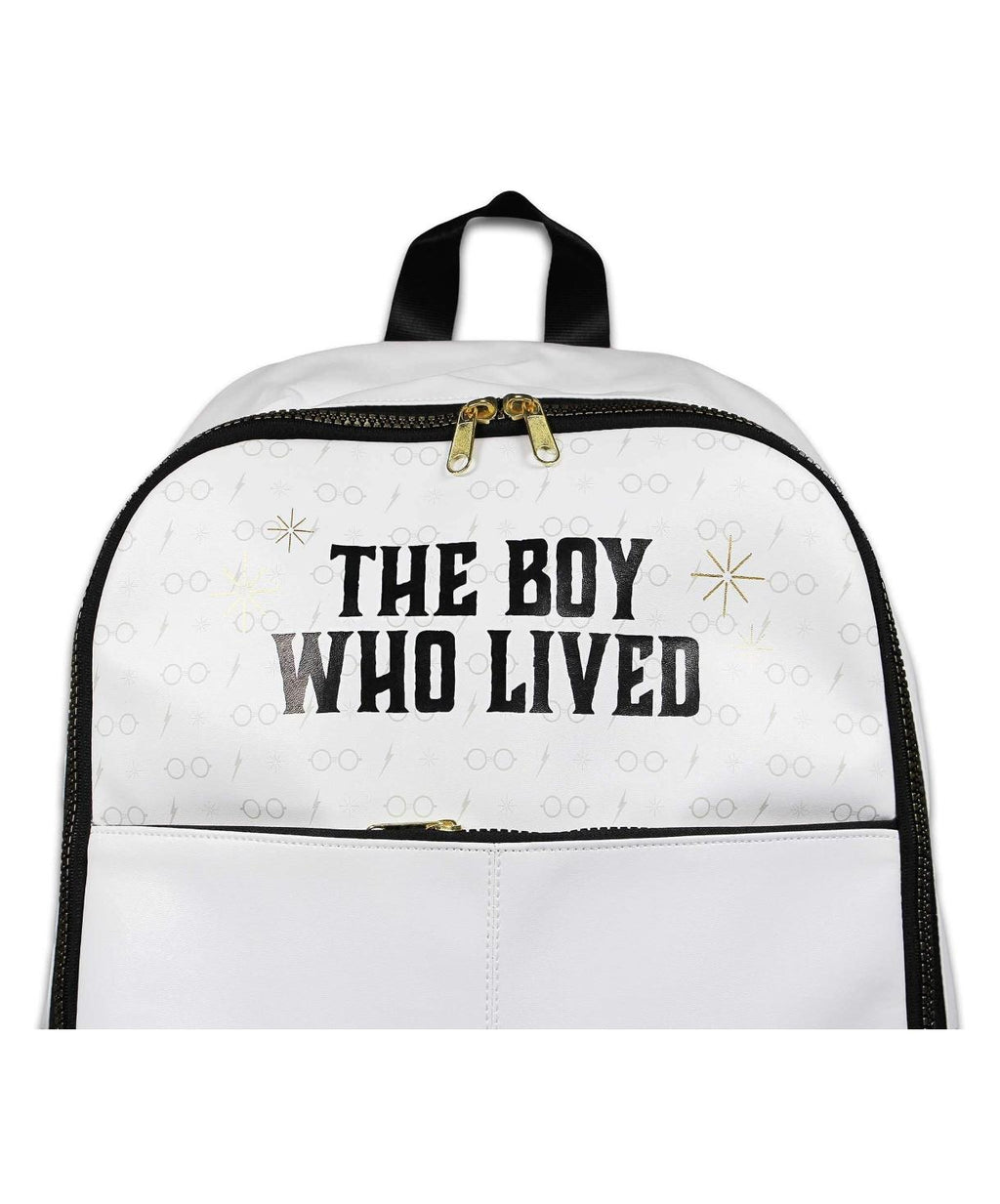 Mochila Harry Potter The Boy Who Lived - Detalle bolsillo superior con texto y estampado