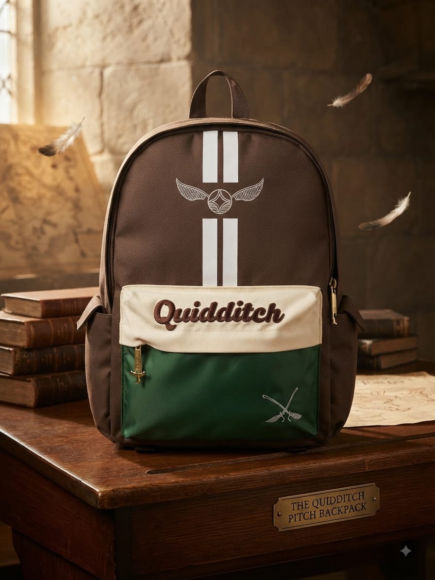 Mochila Harry Potter The Quidditch Pitch Backpack marrón y verde