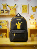 Mochila Pikachu Pokémon oficial negra con estampado de rayos y cremallera amarilla