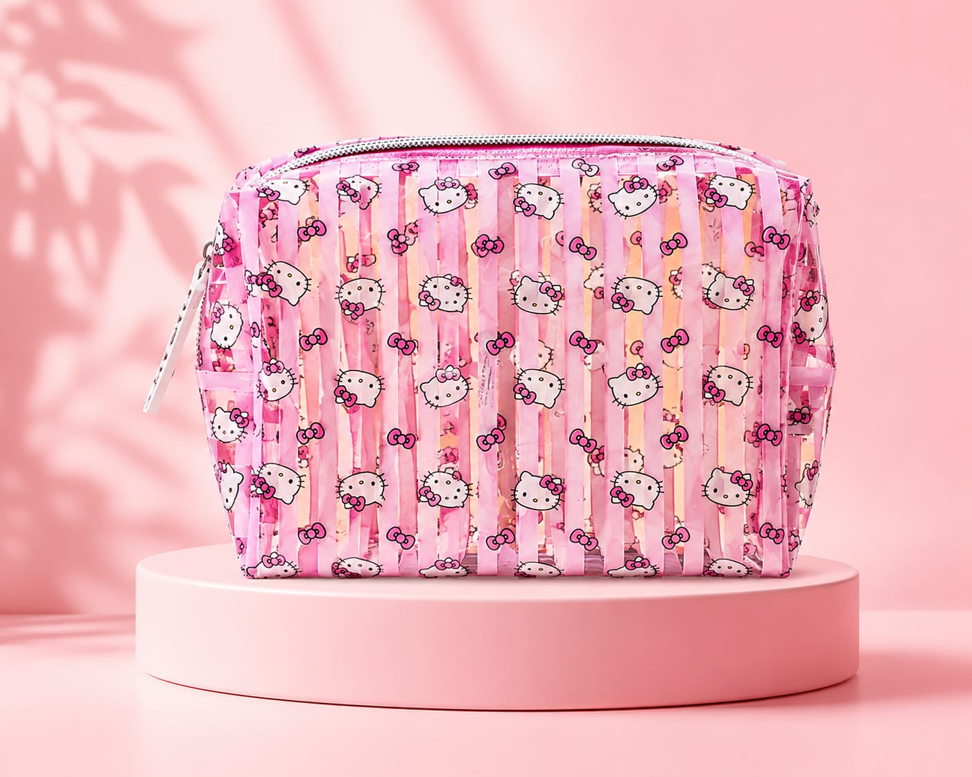 Neceser Transparente Hello Kitty Rayas