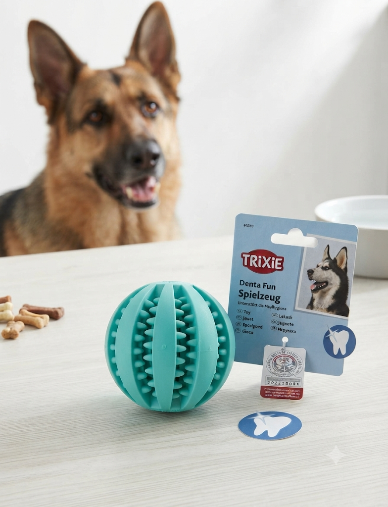 Trixie Denta Fun pelota dental juguete perro goma turquesa