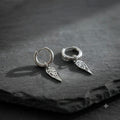 Pendientes aros con colgante alita de acero inoxidable