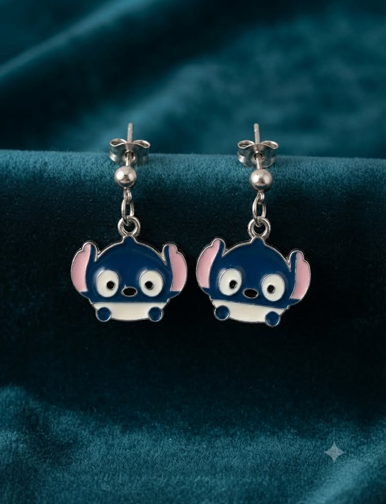 Pendientes Stitch Tsum Tsum redondeado azul marino orejas rosas Disney