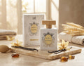 Bora Crème Eau de Parfum frasco blanco con tapón de madera y caja elegante