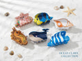 Ocean Claws Collection set 6 pinzas de pelo marinas - estrella, pez, caracola, caballito, ballena