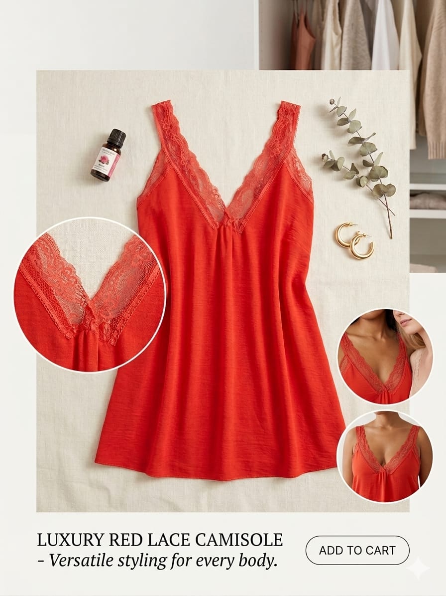 Camisole de Encaje Rojo - Talla Única (46-52)