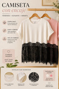 Camiseta con Encaje - Talla Única (46-48)