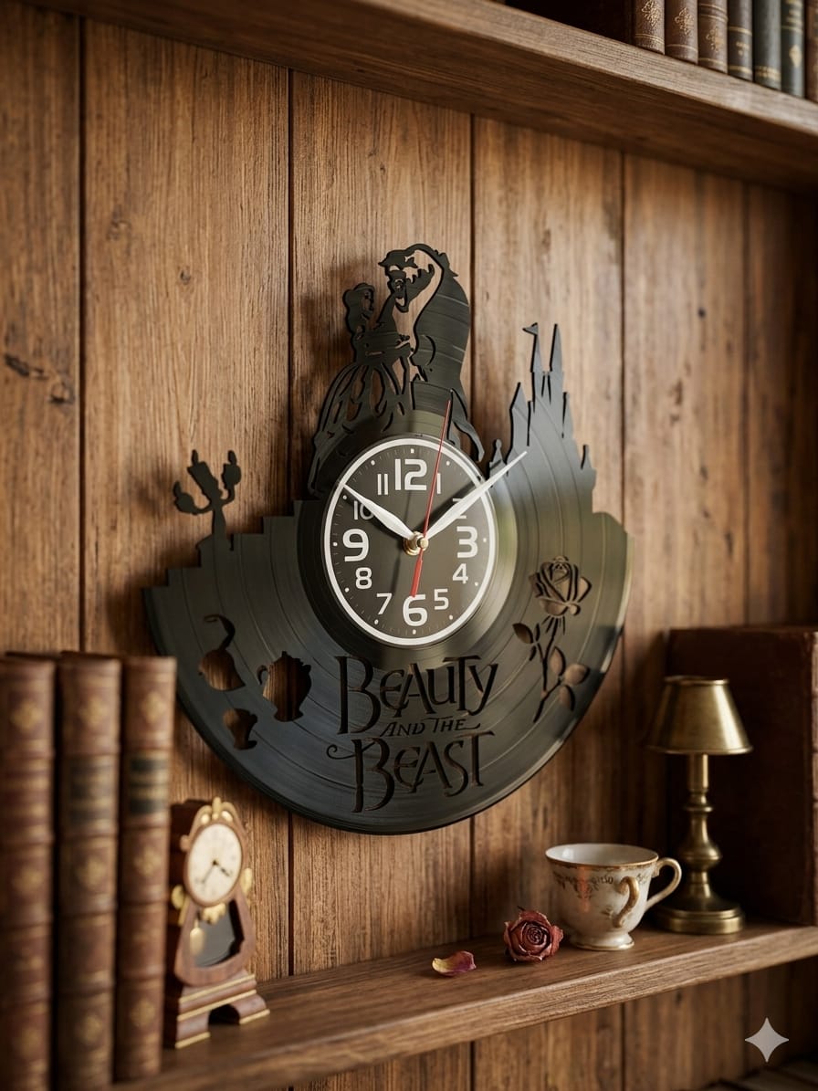 Reloj de Vinilo La Bella y la Bestia