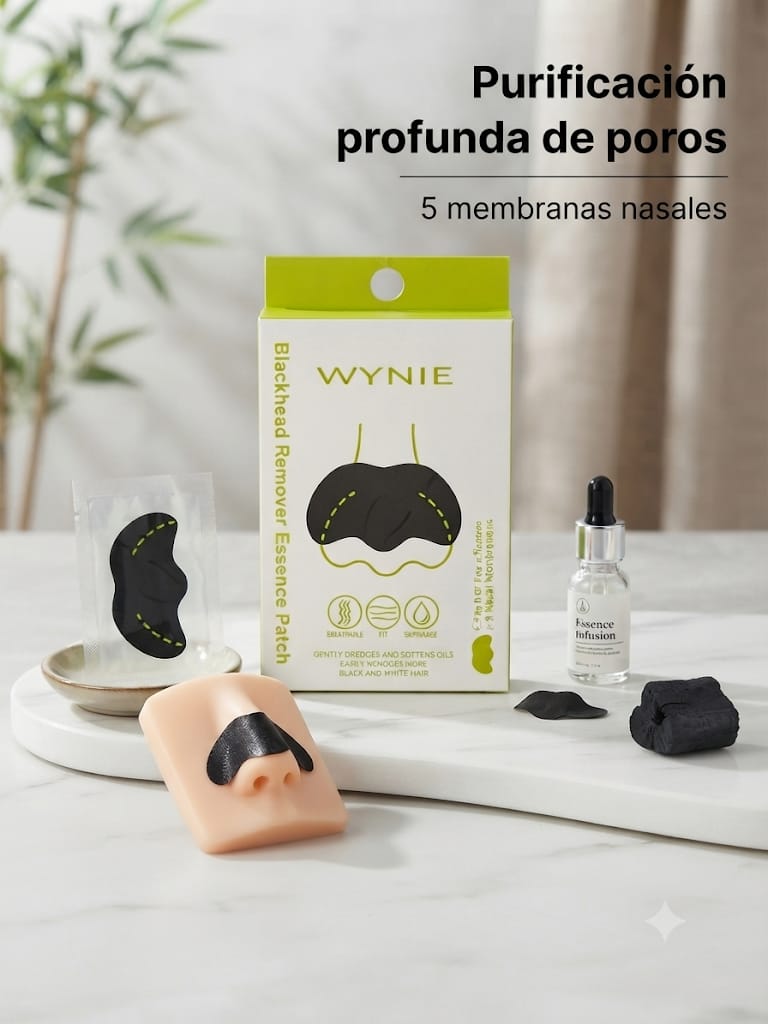 Parches nasales Wynie Blackhead Remover Essence Patch 5 membranas carbón activado purificación profunda poros