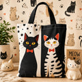 Tote Bag Kawaii con dos gatos con lazos rojos