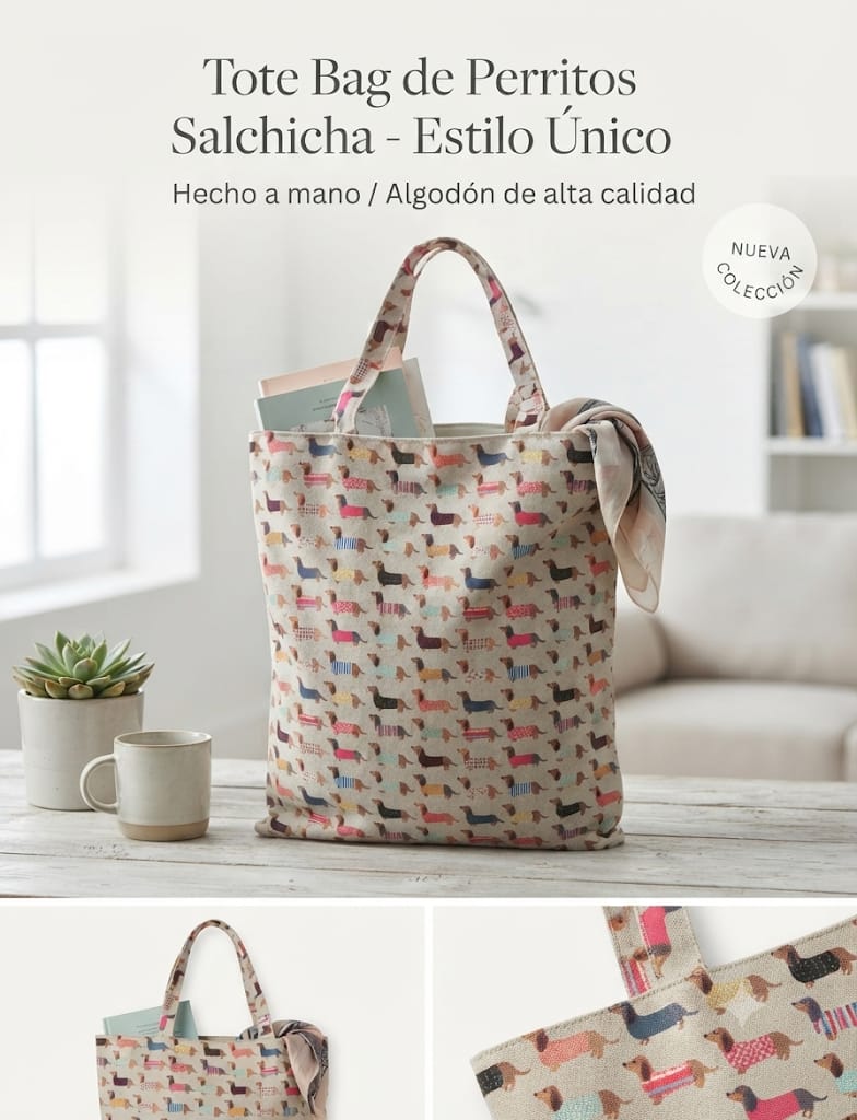 Tote bag Perritos Salchicha - estampado dachshund