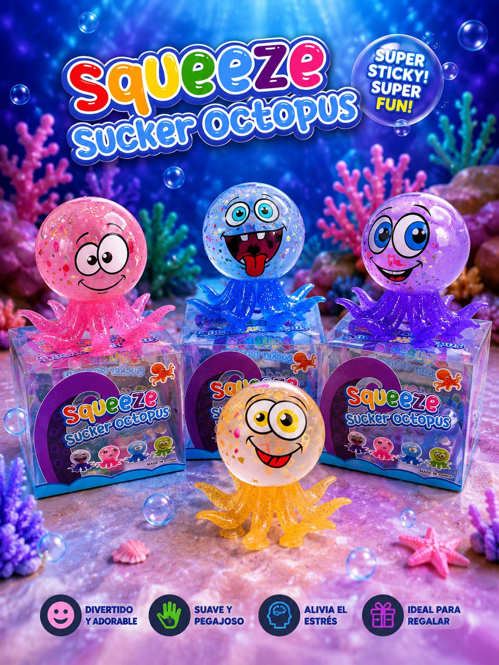 Squeeze Sucker Octopus - Pulpo Squishy Antiestrés