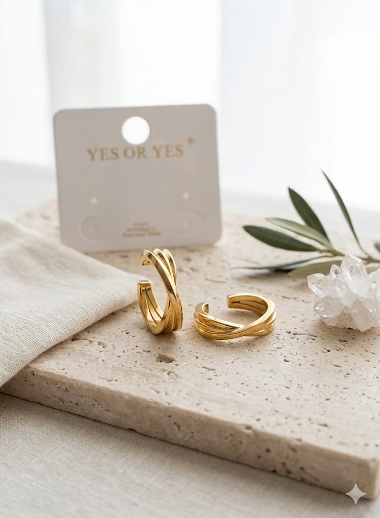 Pendientes Aro Trenzado Dorado - Acero Inoxidable | Yes or Yes