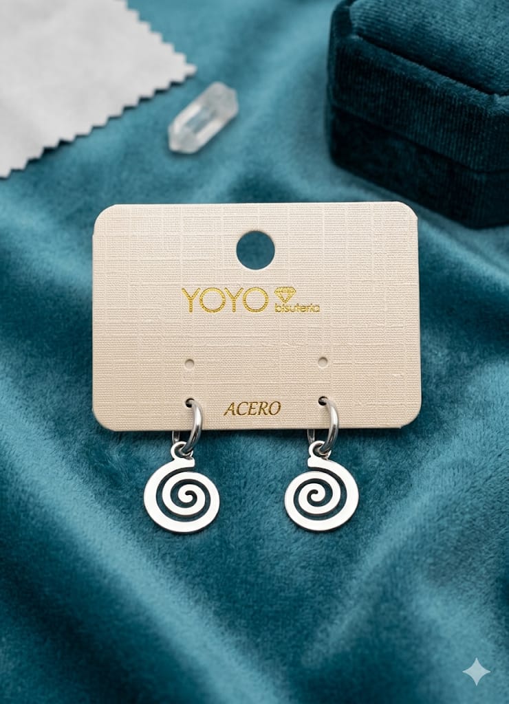 Pendientes Espiral Colgante - Acero Inoxidable | YOYO Bisutería